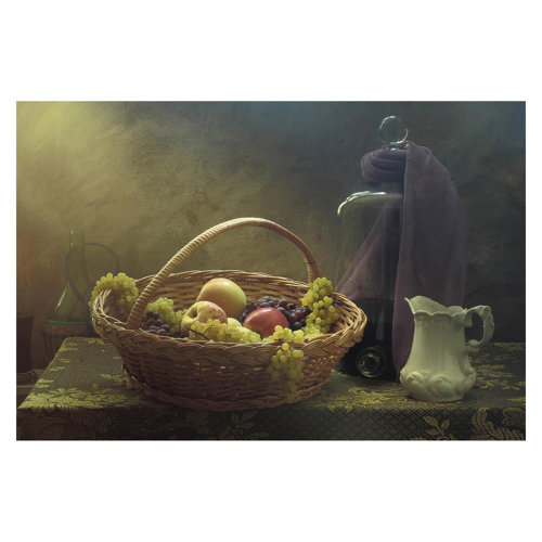 Still Life with Fruit Basket 1.9m x 2.88m Textured Matte Peel & Stick Wall Mural East Urban Home