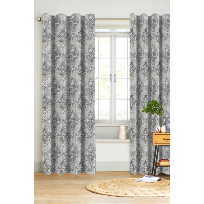 One Allium Way Maribel Printed Organic Cotton Drapery Damask Semi