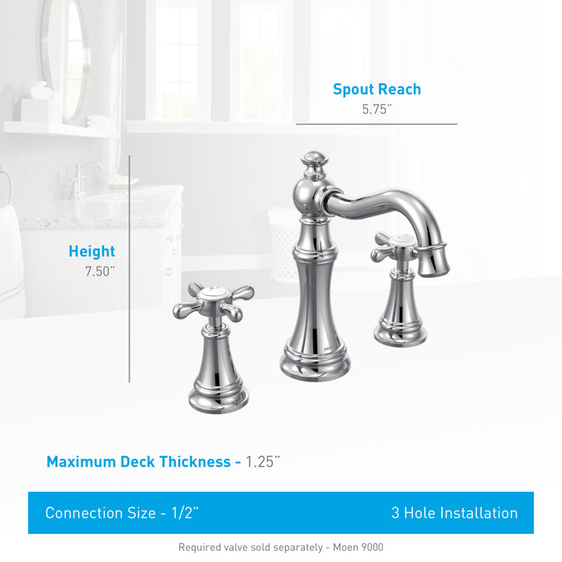 Moen Weymouth Widespread High Arc Bathroom Faucet with Optional PopUp Drain & Reviews Wayfair