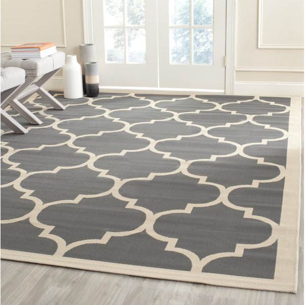 Octavius Anthracite/Beige Indoor/Outdoor Area Rug by Charlton Home