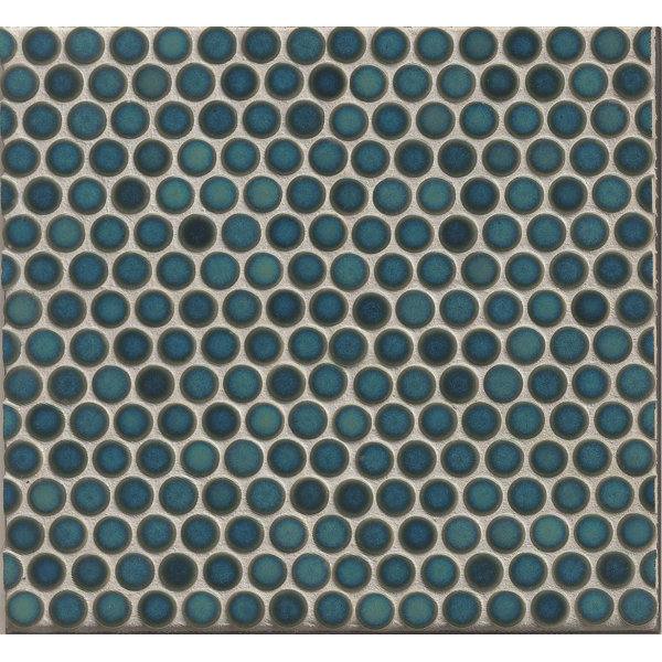 Penny Round Mosaic 12 x 12 Porcelain Tile in Blue by Grayson Martin