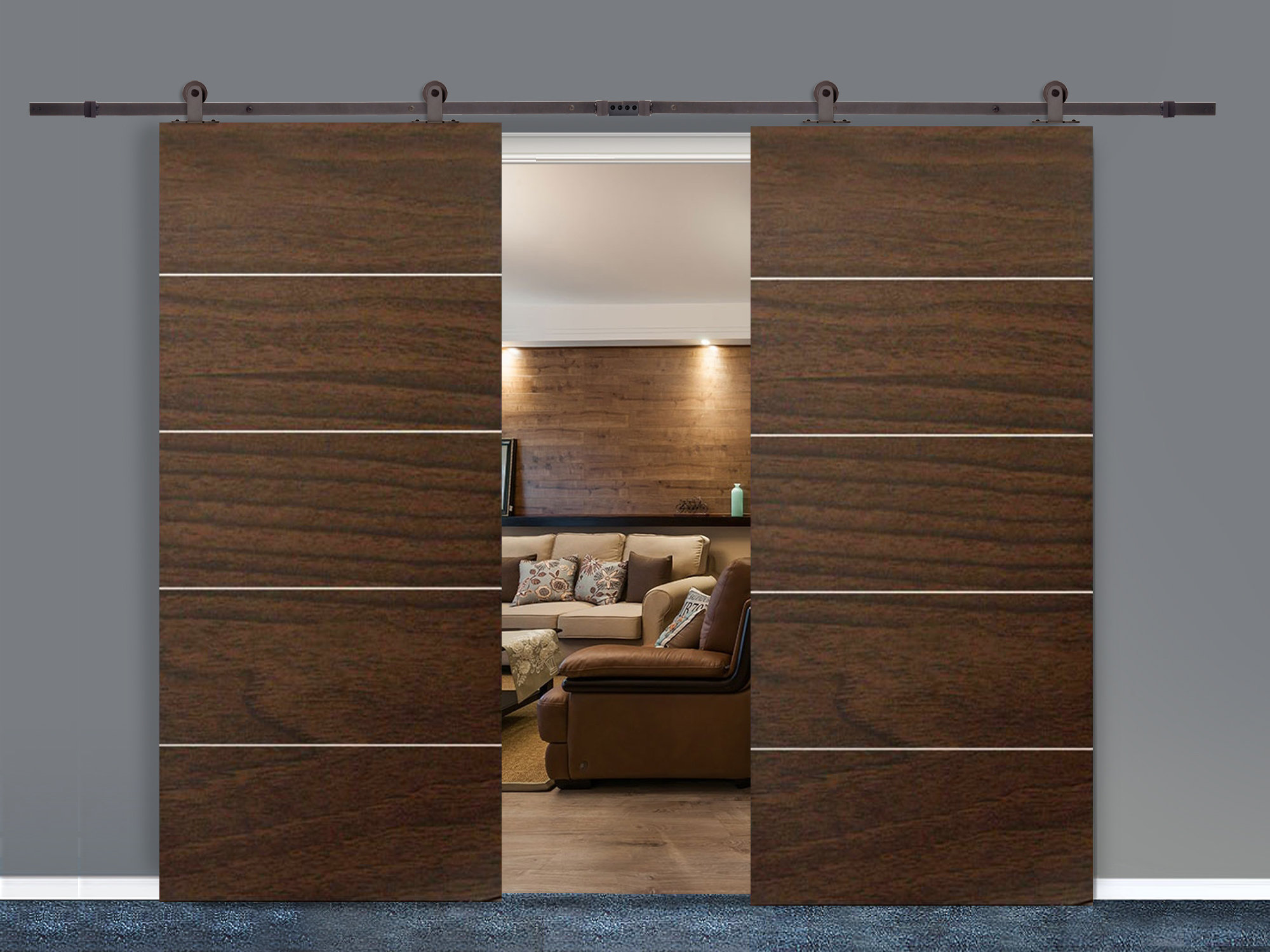 Calhome Classic Top Mount Sliding Standard Double Track Barn Door