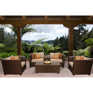 Barbados 6 Piece Rattan Sofa Set with Cushions