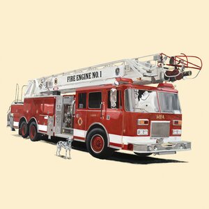 Classic Red Fire Engine Canvas Art