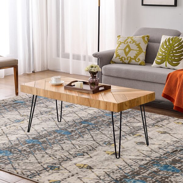 Modern Hairpin Legs Design Wooden Coffee Table By Harper&Bright Designs
