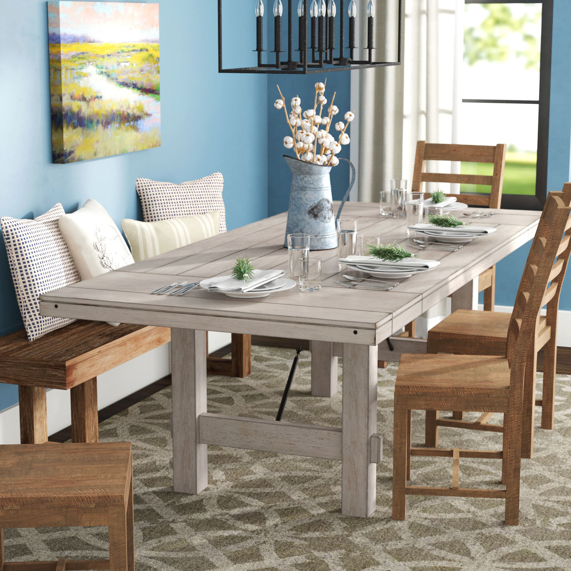 Laurel Foundry Modern Farmhouse Beachem Extendable Pine Dining