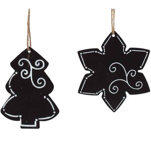 2 Piece Chalkboard Tree/Star Ornament Set