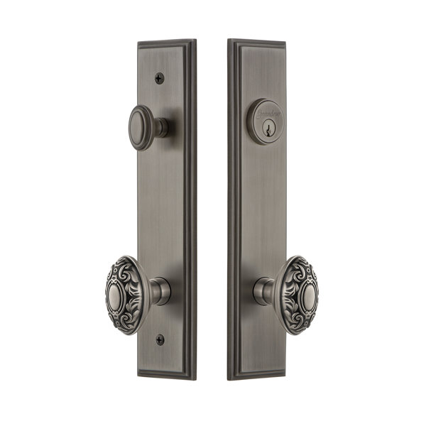 Carré Tall Plate Single Cylinder One Piece Knobset with Grande Victorian Knob by Grandeur