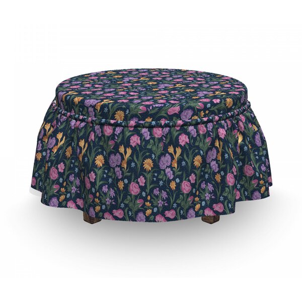 Tulips And Violet Pansy Ottoman Slipcover (Set Of 2) By East Urban Home