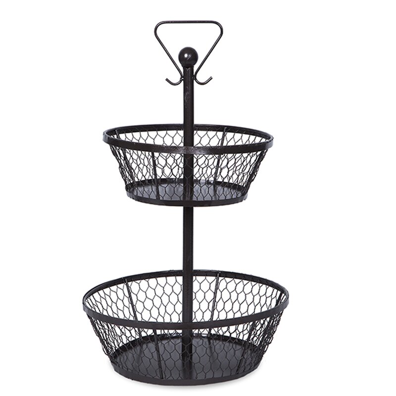 Winston Porter Countertop Two Tiered Display Wicker Basket | Wayfair