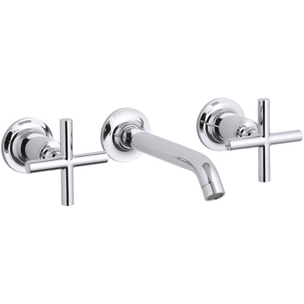 Purist Widespread Wall-Mount Bathroom Sink Faucet Trim with 6-1/4 Spout and Cross Handles, Requires Valve by Kohler