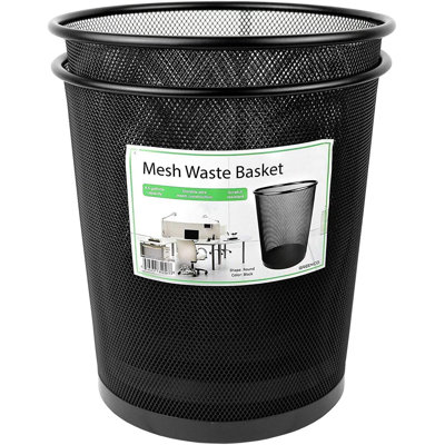 Black Mesh Trash Can Wastebaskets,round, 4.5 Gallon, 2 Pack Greenco