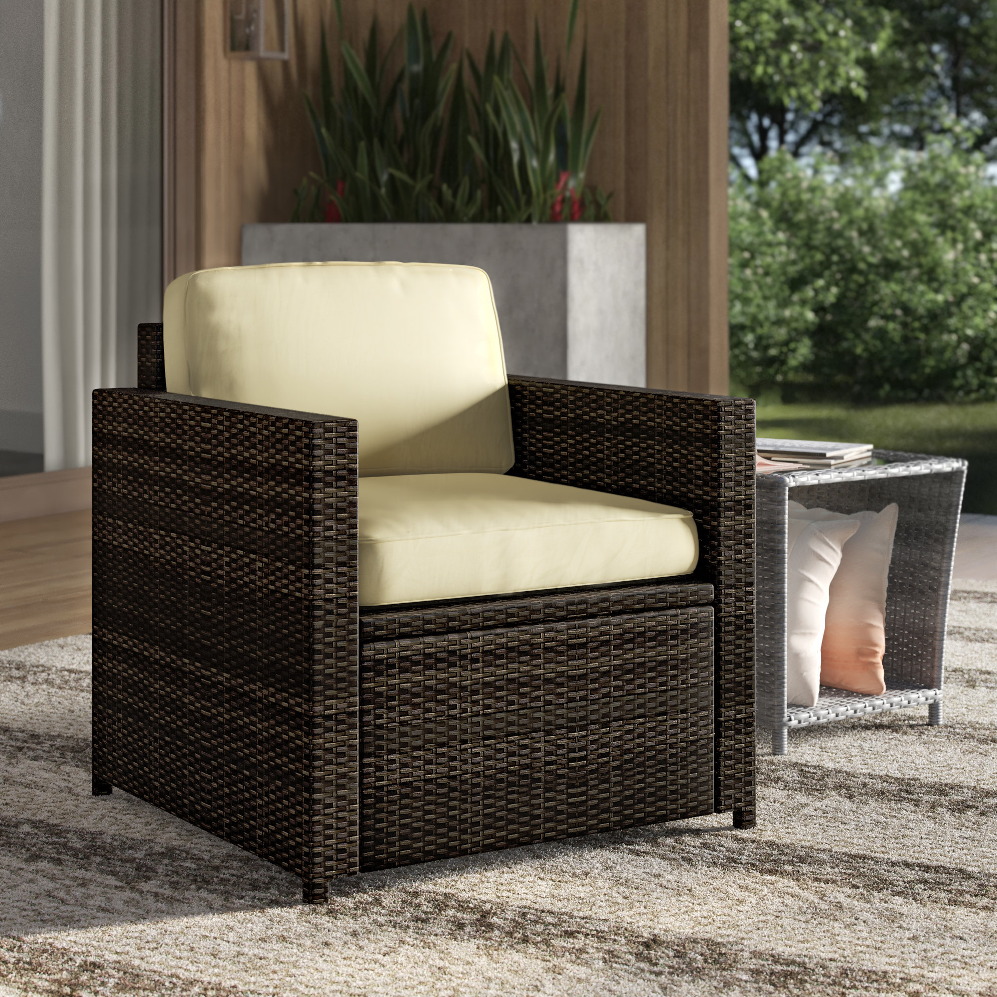 Mercury Row Belton Outdoor Wicker Deep Seating Patio Chair With Outdoor Wicker Deep Seating Patio Chair