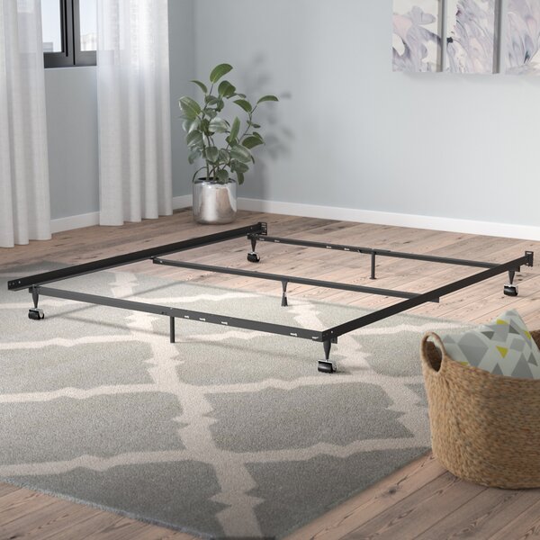 Laverne Heavy Duty 7-Leg Adjustable Metal Bed Frame with Center Support and Rug Roller Bed Frame by Symple Stuff