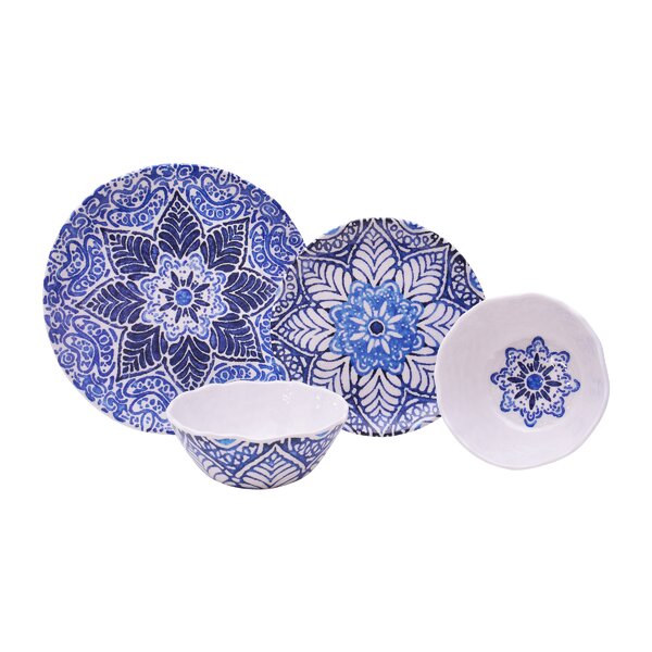 Rustic Medallion 12 Piece Melamine Dinnerware Set, Service for 4 by 222 Fifth
