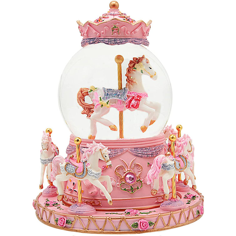 The Holiday Aisle® Carousel Horse Merry Snow Globe Unicorn | Wayfair