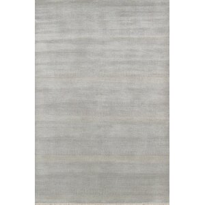 Hand-Knotted Wool and Rayon from Bamboo Silk Medium Blue Area Rug