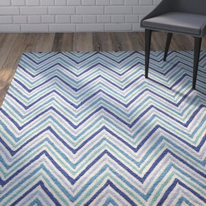 Trent Hand-Hooked Blue Area Rug
