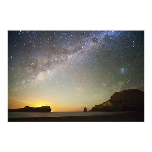 Sunset Starry Sky Above the Ocean Semi-Gloss Wallpaper Roll East Urban Home Size: 4.32m x 290cm