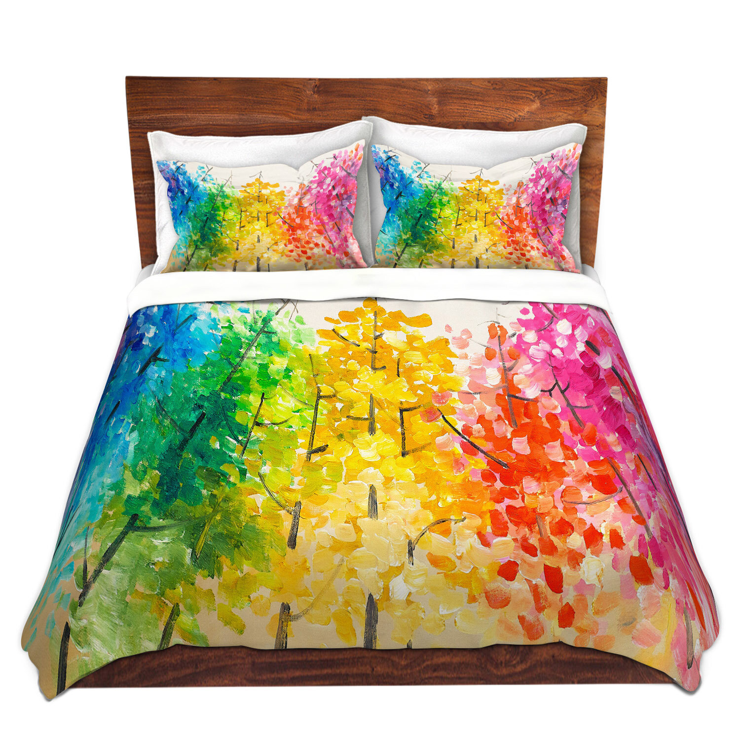 Ebern Designs Sisson Lam Fuk Tim Colorful Trees Ii Microfiber