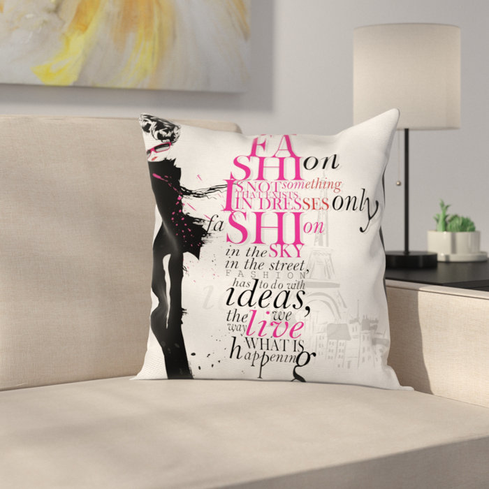 East Urban Home Eiffel Tower Decor Paris Girl Square Pillow Cover