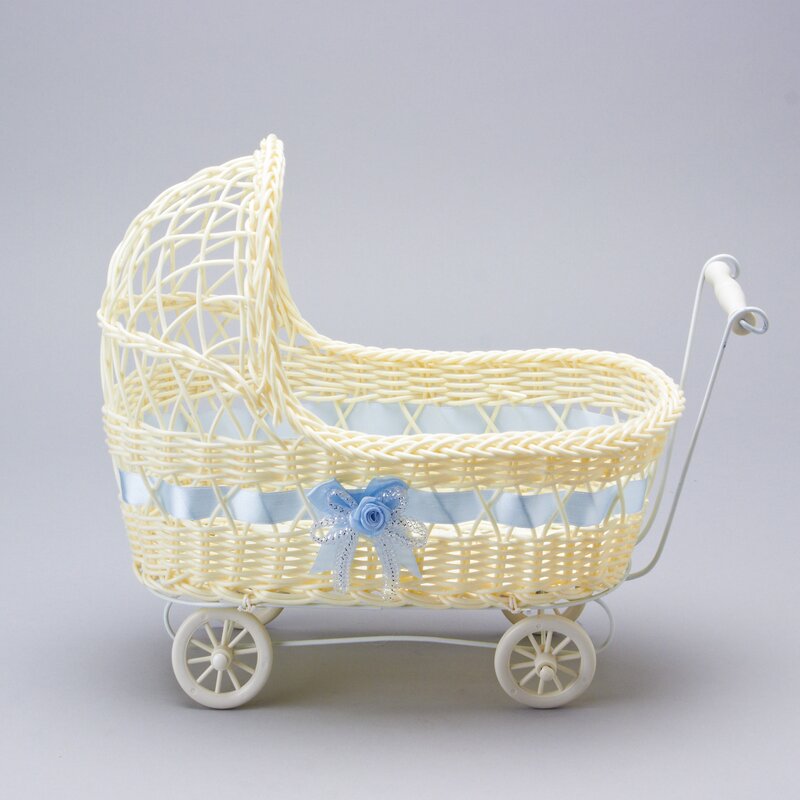 wicker baby carriage for baby shower