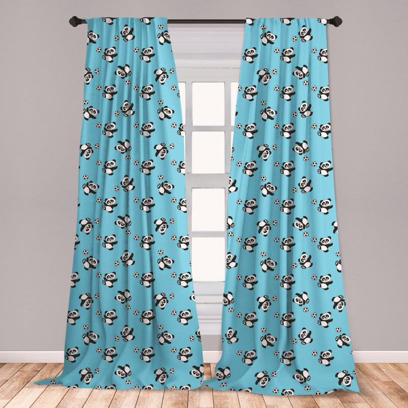East Urban Home Ambesonne Soccer Curtains Panda Player Kicking A
