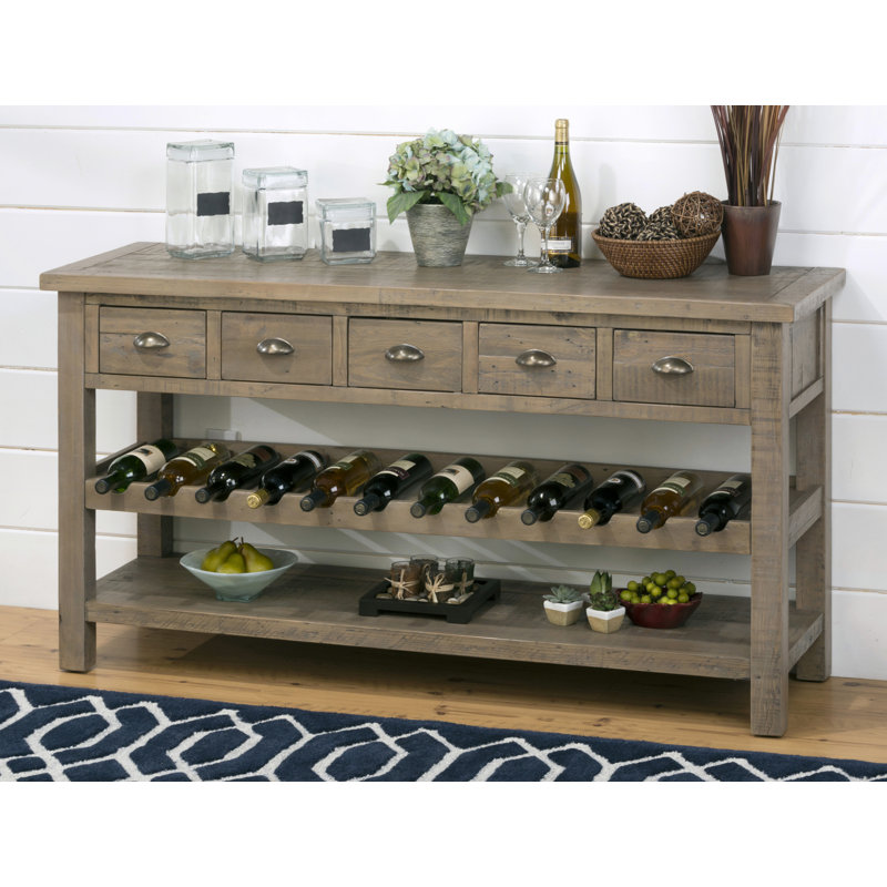 Gracie Oaks Lovella Wooden Wine Rack Buffet Table Wayfair Lovella Wooden Wine Rack Buffet Table