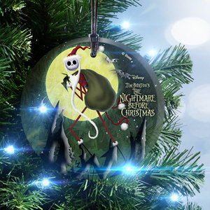 Nightmare Before Christmas Santa Jack Hanging Glass Ornament