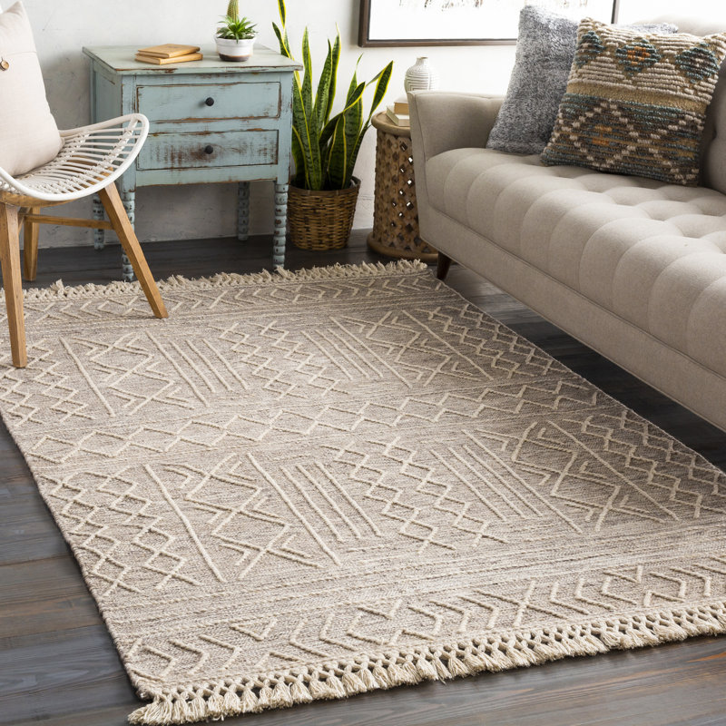 Hilley Geometric Hand Tufted Wool Brown Beige Area Rug Allmodern