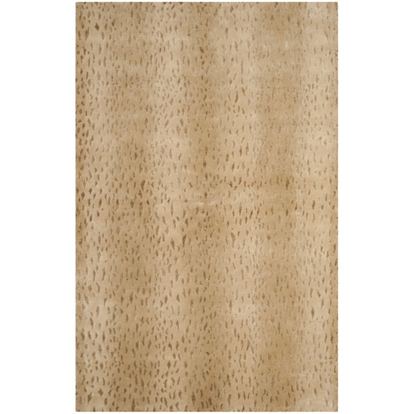 Anguiano Hand-Knotted Beige Area Rug by Mercer41