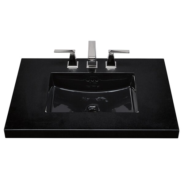 Essence Ceramic Rectangular Undermount Bathroom Sink with Overflow by Ronbow