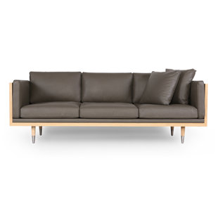 Mid Century Modern Leather Sofas You Ll Love Wayfair Carey Midcentury Genuine Leather Standard Sofa