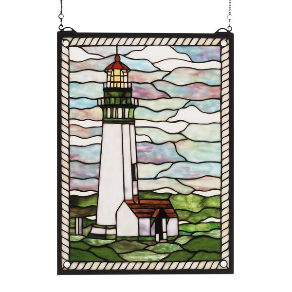 Yaquina Head Lighthouse Stained Glass Window by Meyda Tiffany