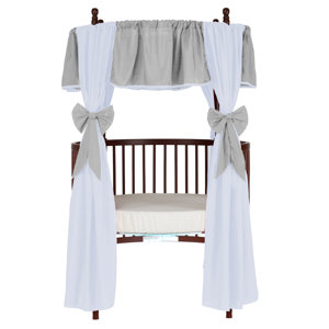 12 Piece Solid Reversible Round Crib Curtain and Valance Set