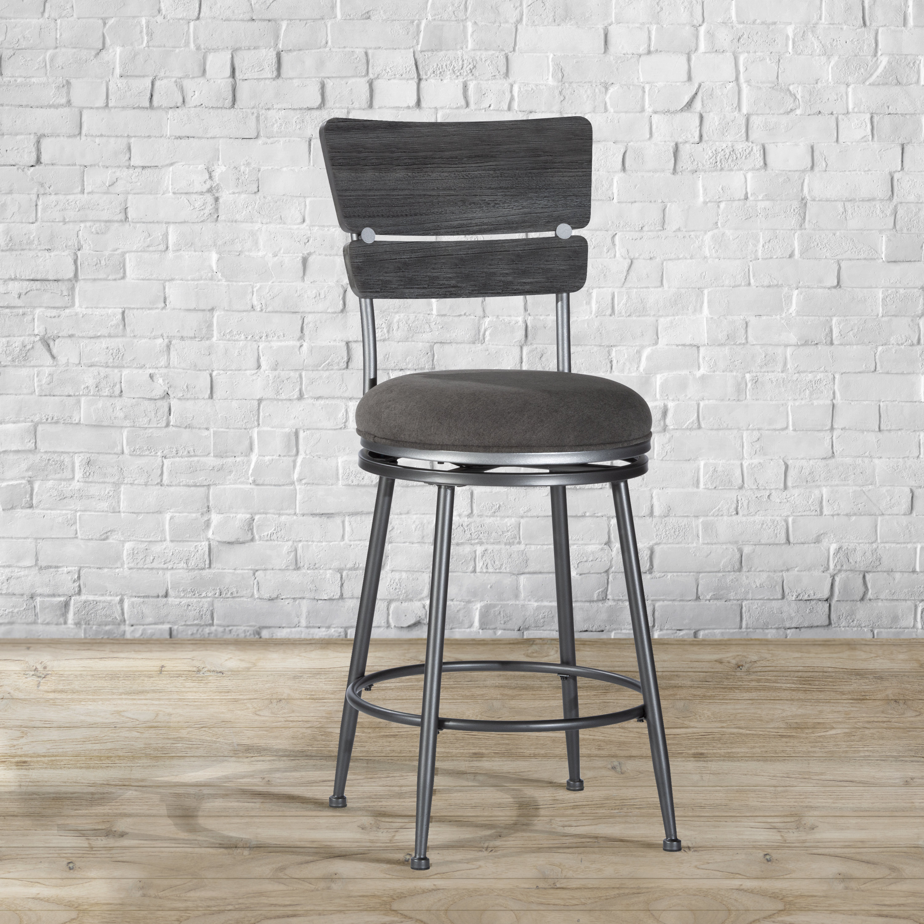 Industrial Lodge Home Bauer Wood Back 26 Swivel Bar Stool Reviews Wayfair