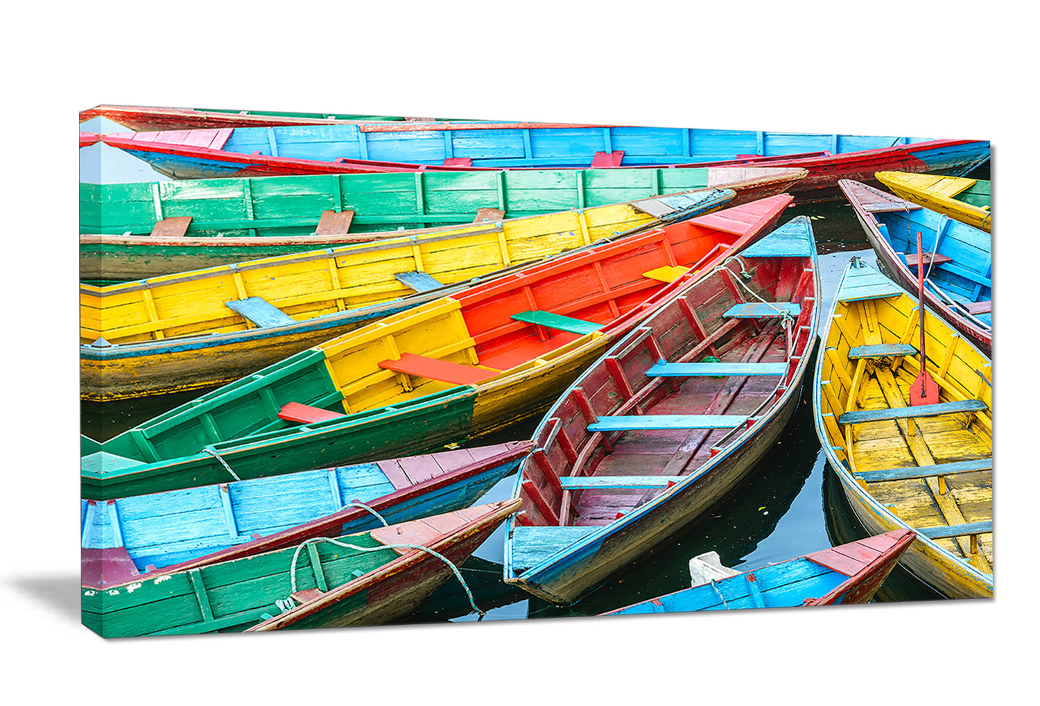 39 in Designart TAP15697-39-32 Row of Blue Pokhara Lake Boat Blanket D/écor Art for Home and Office Wall Tapestry Medium Created On Lightweight Polyester Fabric x 32 in