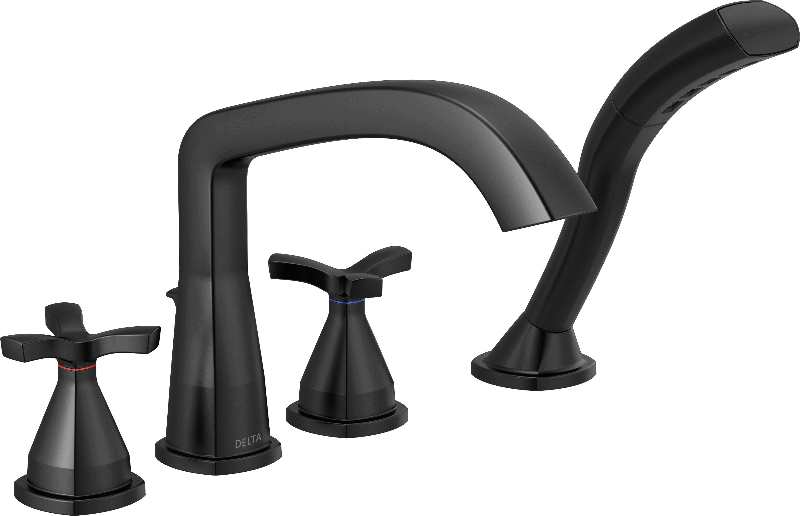 Delta Stryke Four Hole Double Handle Deck Mounted Roman Tub Faucet