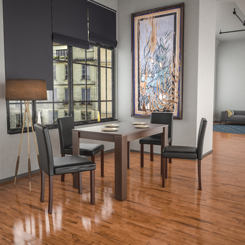 Sherlene Dining Set with 4 Chairs Ebern Designs Colour (Table): Walnut, Colour (Chair): Black/Walnut