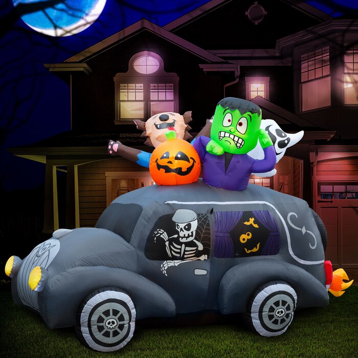 The Holiday Aisle® Halloween Monster Hearse Inflatable - 5.5 Ft Tall ...
