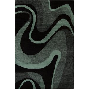 Belmont Hand Tufted Wool Black/Teal Area Rug