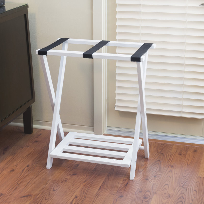 Lipper International Right Height Luggage Rack with Shoe Shelf