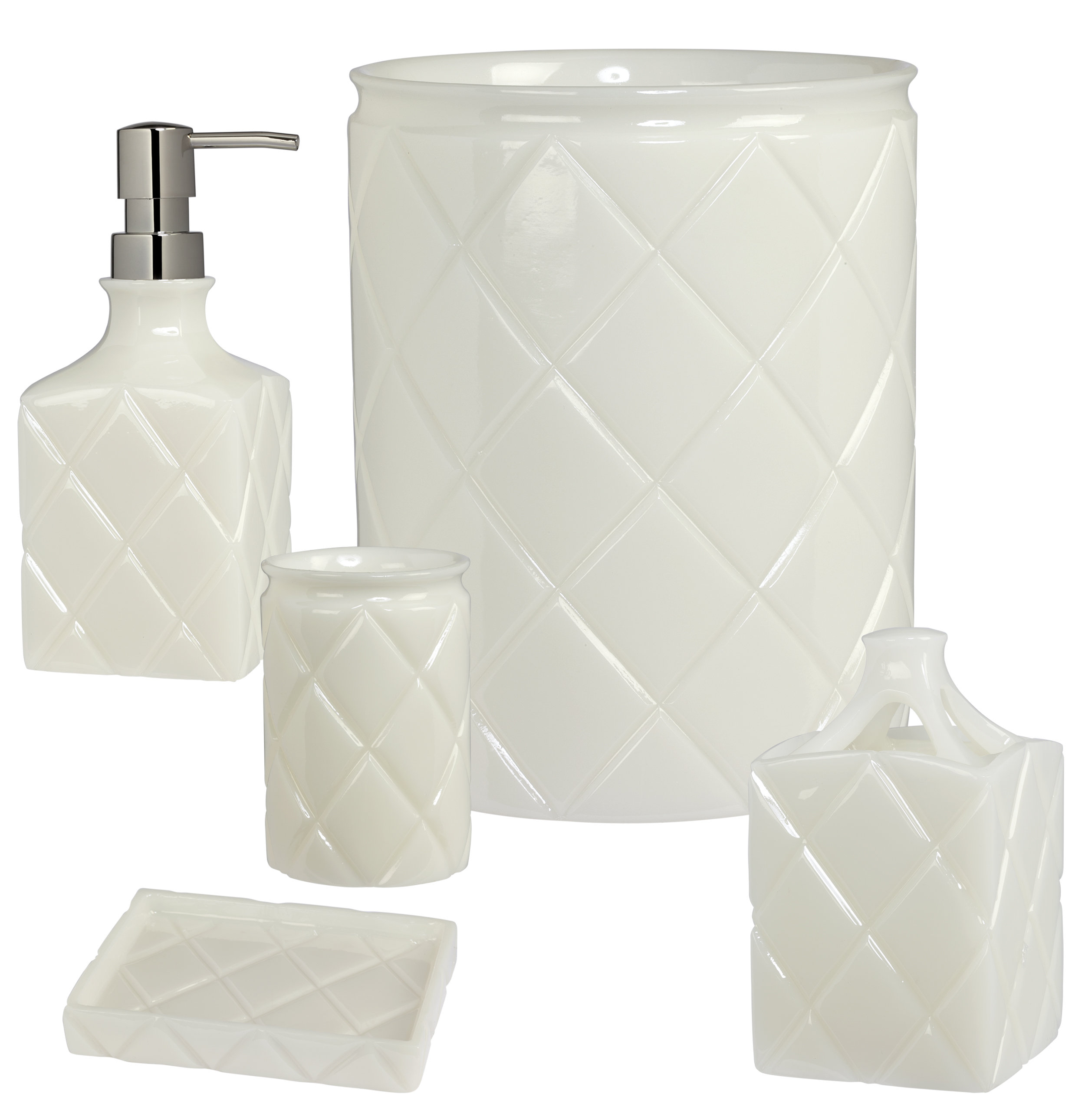 New Ceramic 5 Piece Bathroom Sink Accessories Set Various Design Toothbrush