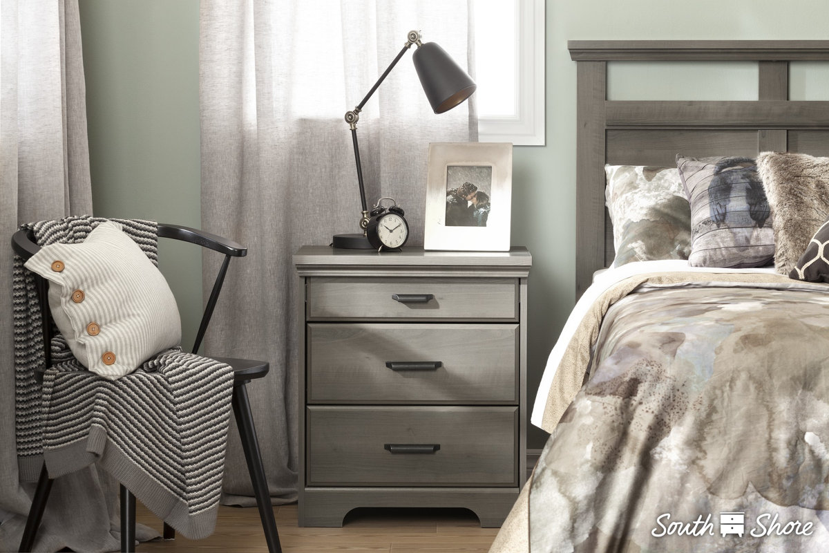 South Shore Versa 3 Drawer Nightstand with Charging Station & Reviews