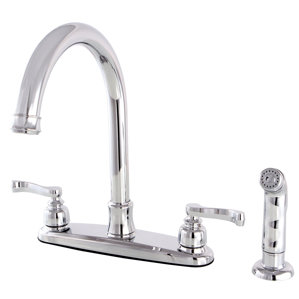 Kingston Brass Royale Centerset Double Handle Kitchen Faucet with Side Spray