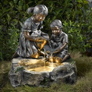 Resin/Fiberglass Fratelli Siblings Rock Outdoor/Indoor Fountain with LED Light