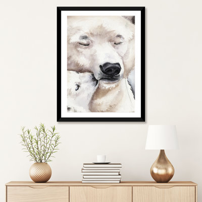 Polar Bear Kids Wall D&eacute;cor East Urban Home Size 32 H x 24 W x 1 D Format Black Framed Paper