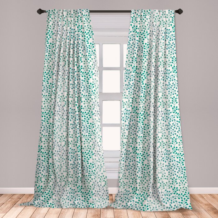 Ambesonne Leaves 2 Panel Curtain Set Flowering Branches Gentle Spring Season Little Buds Romantic Cottage Ornament Lightweight Window Treatment