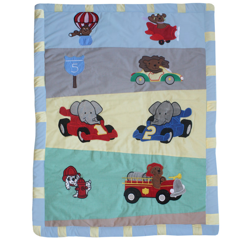 Harriet Bee Sirois Animal Zoom Car Racing Baby 9 Piece Crib