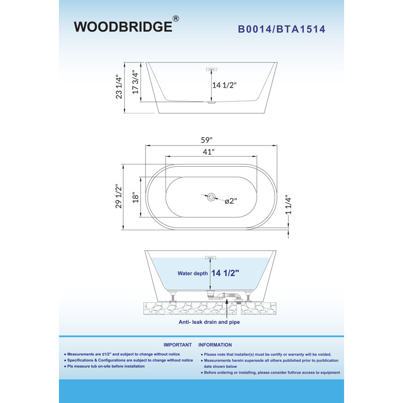 Woodbridge 59 X 30 Freestanding Soaking Bathtub Reviews Wayfair 59 X 30 Freestanding Soaking Bathtub